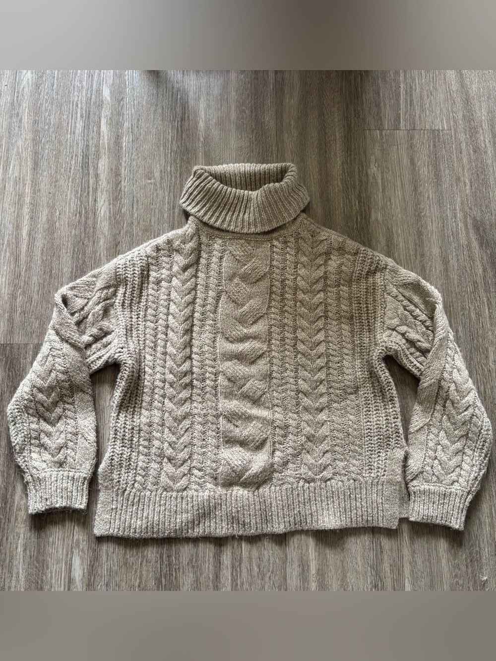 Gentle Fawn Women's Cable Knit Turtleneck Sweater in Light Taupe